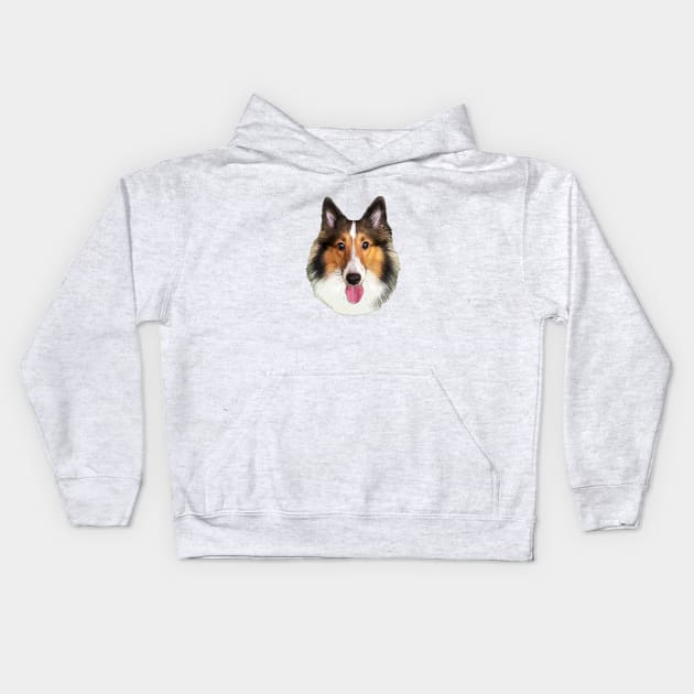 Shetland Sheepdog Sheltie Tri Puppy Dog Kids Hoodie by ElegantCat